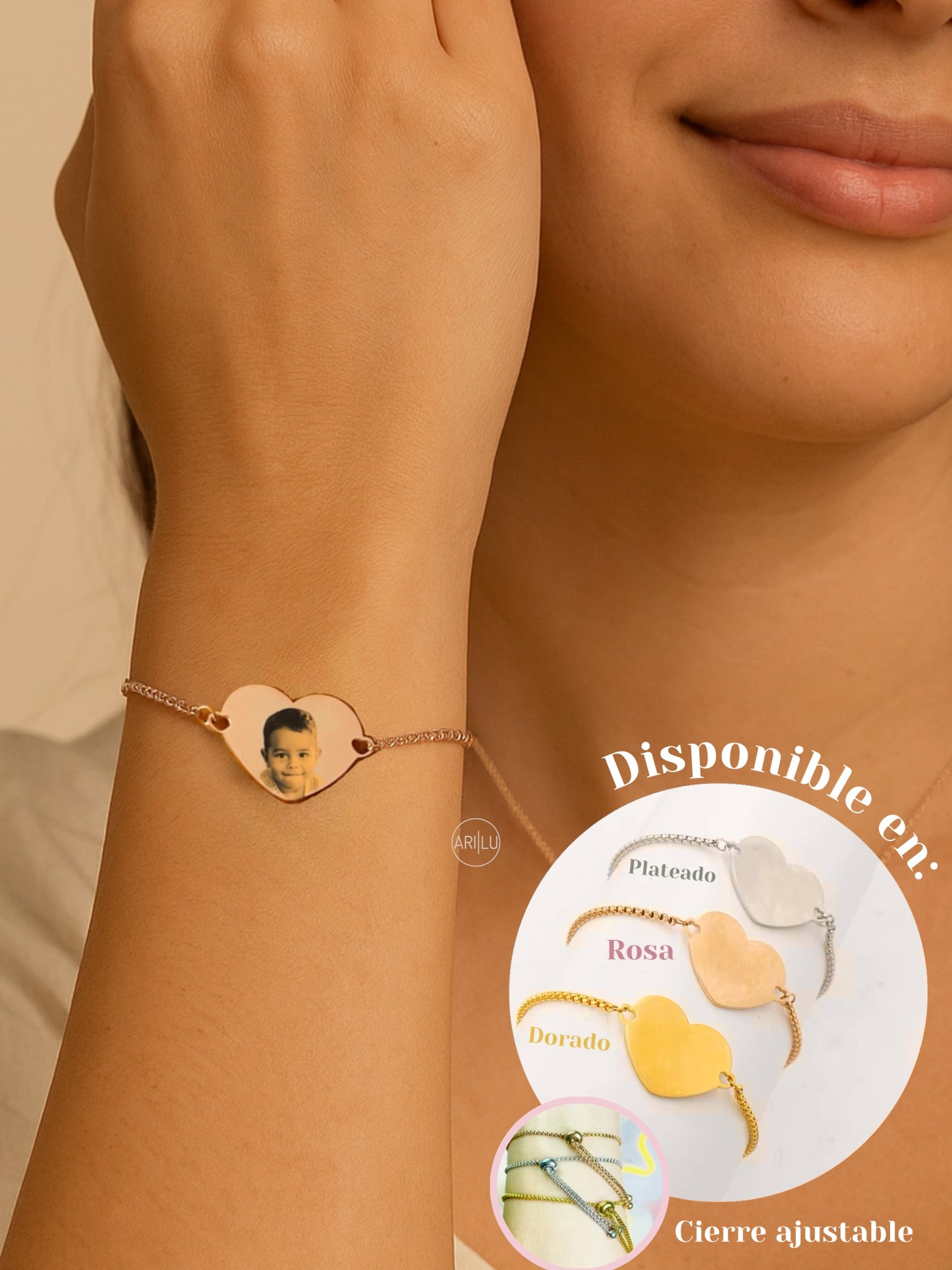 Pulsera ajustable tipo Pandora dije corazón