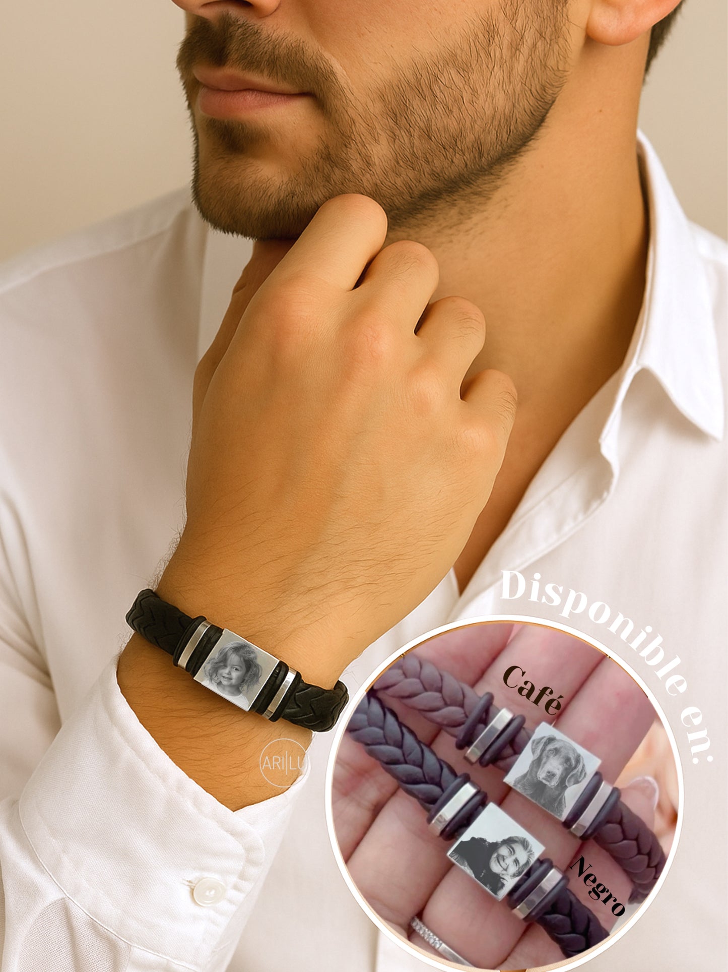 Pulsera con foto grabado hombre