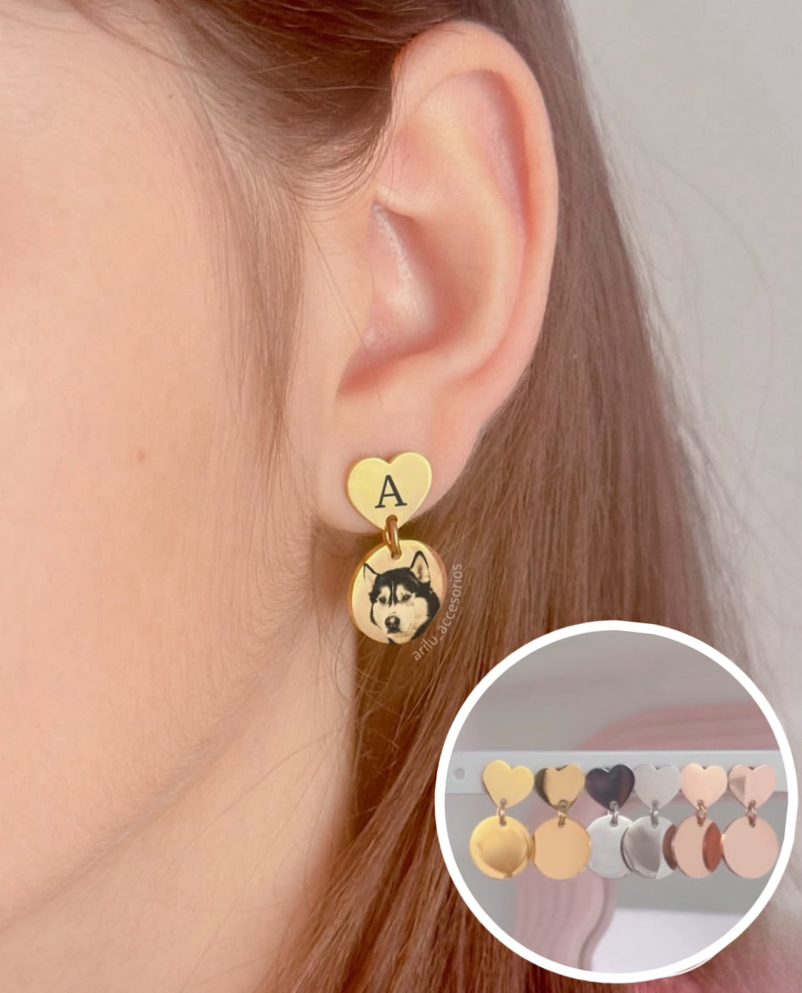 Aretes con foto grabado personalizado