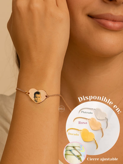 Pulsera ajustable tipo Pandora dije corazón