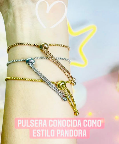 Pulsera ajustable tipo Pandora dije corazón